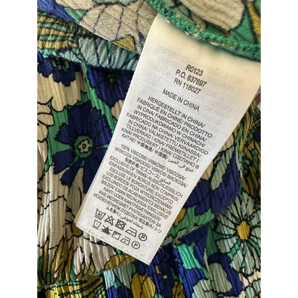 Boden Crinkle Tapered Trousers Blue Floral Pull On Pants Tassel Women's Size 6 - Picture 9 of 16